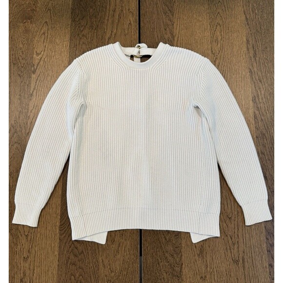 Alexander Wang Open Back Heavy Knit Sweater Women’s Size M Ivory Gold Rings - Picture 1 of 10